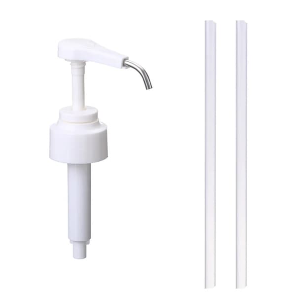 Set med 4 fruktpurépumpdispenserpumpar, flaskmunstycke 4 x pump + 8 x slangar (vit)
