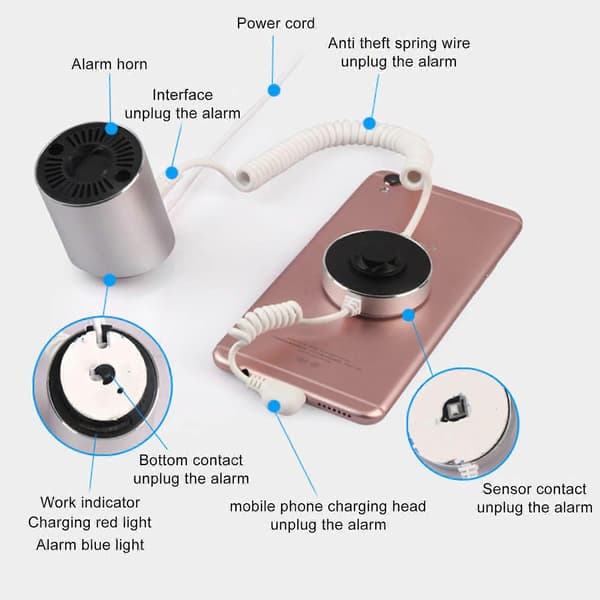 SSRGV Anti-Theft Mobile Phone Display Stand Security Alarm Display Holder with Charging Function for Exhibition Halls Stores for IOS Interface