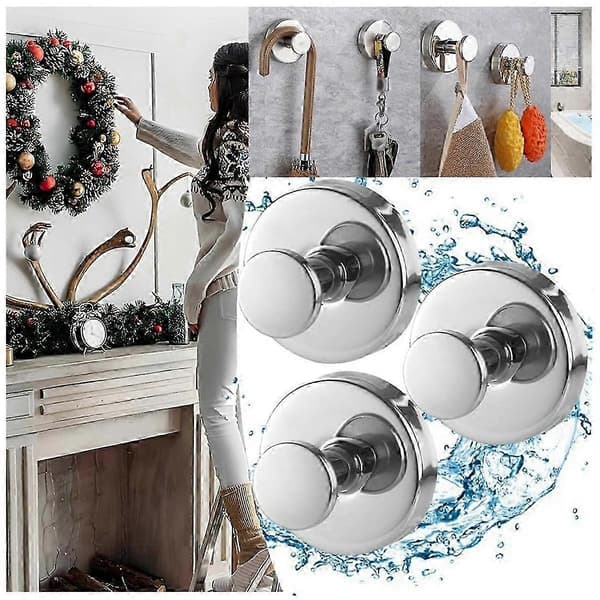Heavy Duty Suction Cup Wreath Hanger for Glass Doors, Mirrors, Holds 6.8 kg, Silver 4-Pack [DB] Silver Silver