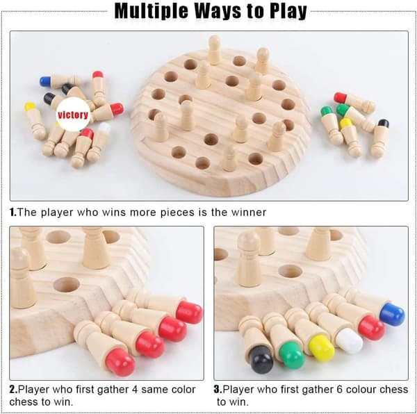 Træ Memory Match Stick Skakspil, Hirger Farve Memory Che DXGHC