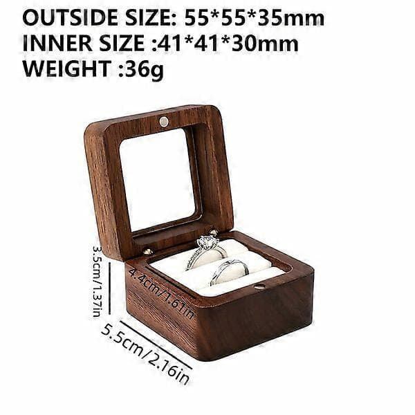 Walnut Ring Box Natural Wood Grain Retro Style Wedding Jewelry Storage Box