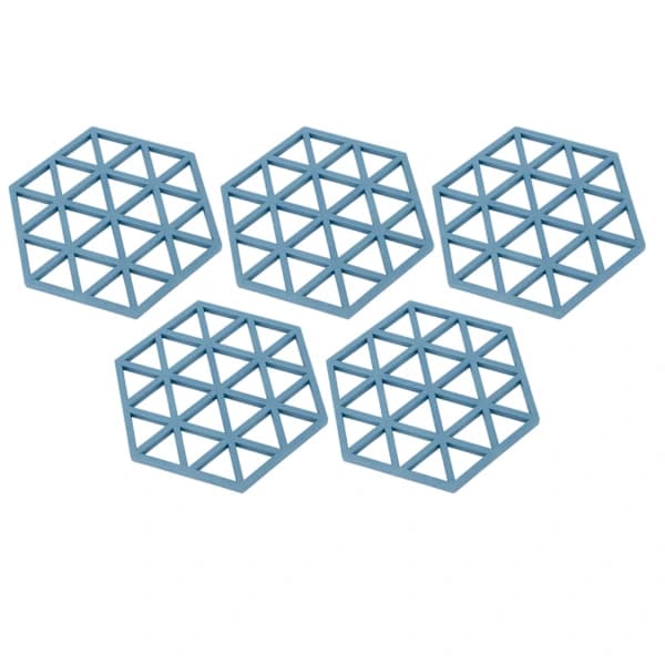 5-pack silikon hexagonunderlägg värmeisolerande tallriksunderlägg för matbord blå