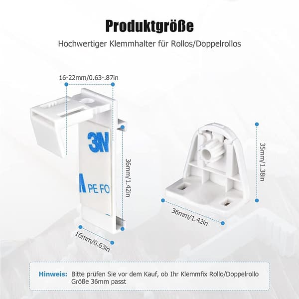 10-pakning Ancable persienneklemmer, doble rullegardinfester uten boring