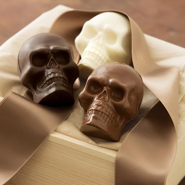4 stk. Dødningehoved Chokoladeform Isform Halloween Svart black