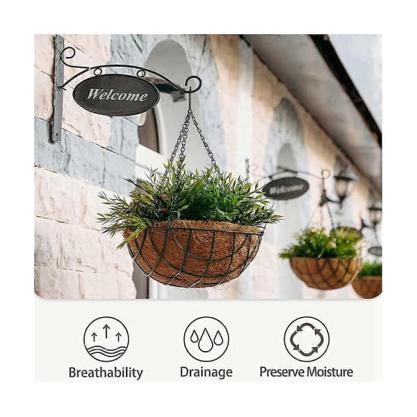 4 Pcs Coconut Hanging Basket Liners 25 cm, Sturdy Round Planter Liners Perfect Replacement