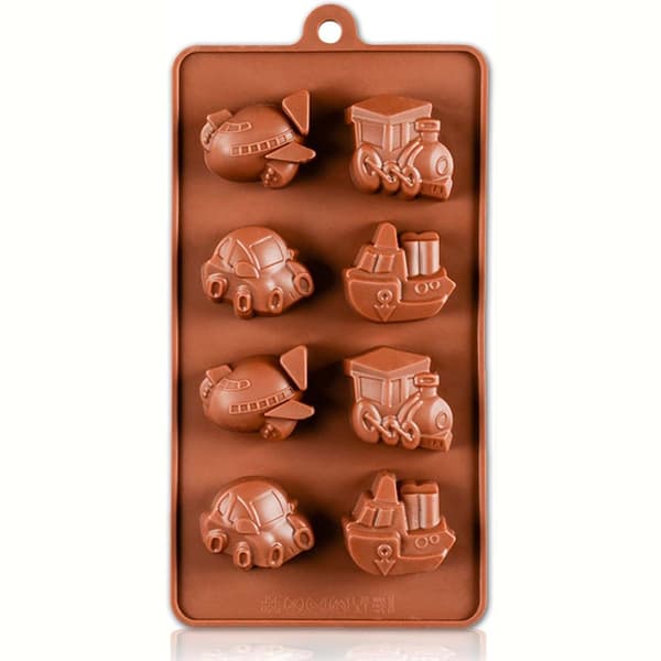 Silikoneform til chokolade og bagning biler, både og tog