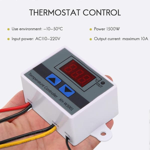 220V Digital LED Temperaturregulator 10A Termostatkontroll med Strömbrytare Digital Display Inkubation