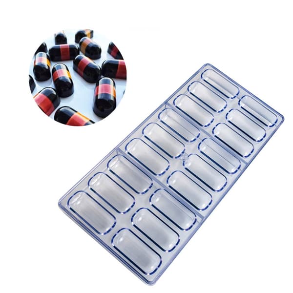 18 Hulrum Oval Formet Chokoladeform Plast Bageform til Slik Bonbons
