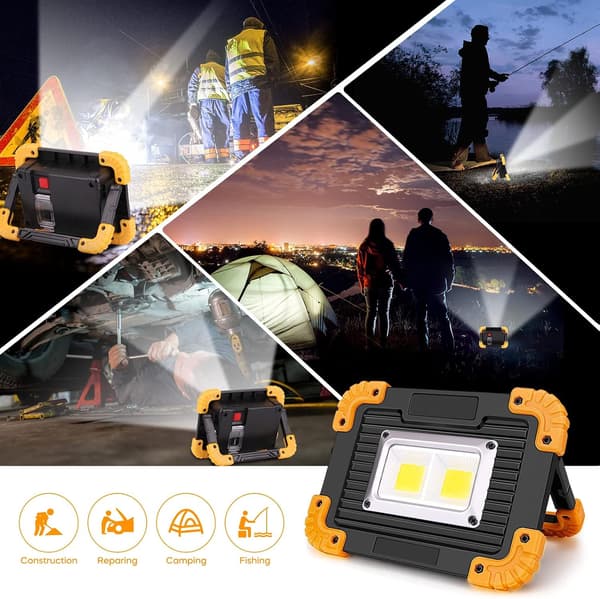 Genopladelig LED-belysning, 10W 750LM Byggepladsbelysning
