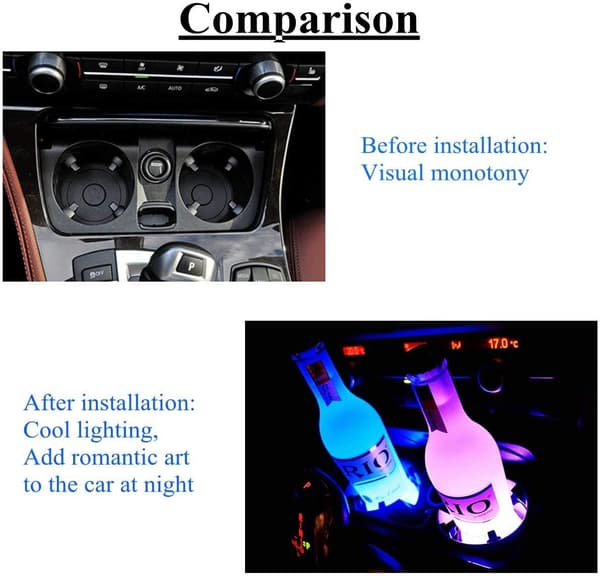 LED-mukiteline autoon, 7 väriä vaihtava, USB-latausmatto, vedenpitävä