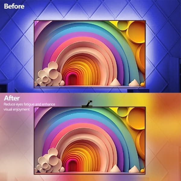 3.8m TV LED Backlight with Camera, 55-65 inch, App-controlled, 12V, EU Plug, Enhance your TV experience