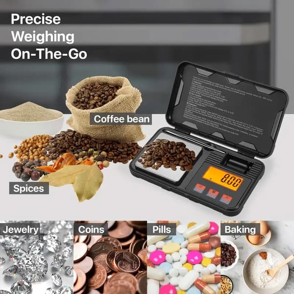 Digital Electronic Scale, Includes Tweezers, LCD Light, 50G Calibration Weight, 200G/0.01G