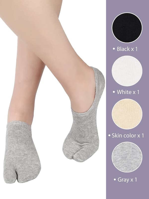 4 par Flip Flop Tabi Sokker Bulk, 2 Tå Split Ankel