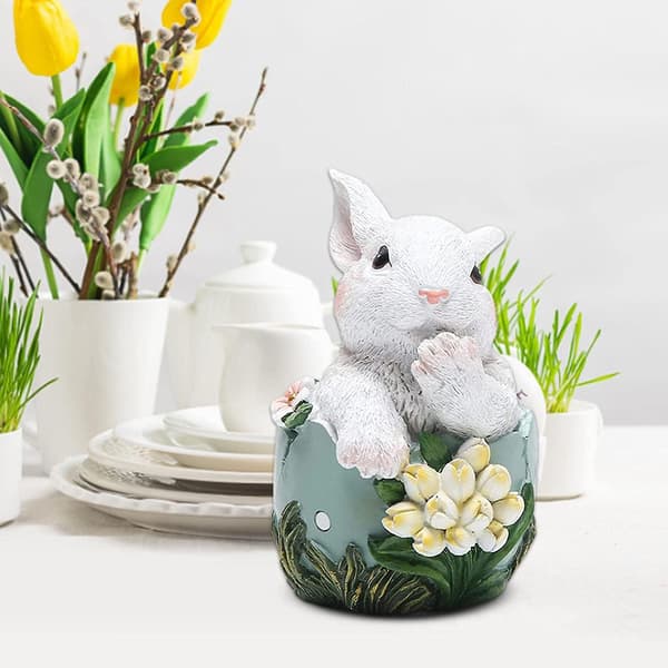 Resin Decorations - Easter Bunny Figurines Cute Modern Easter Statues Table Sculpture