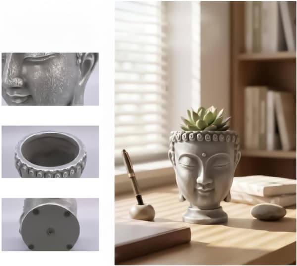 Hodeplanter i Buddha-design harpiks morsom -