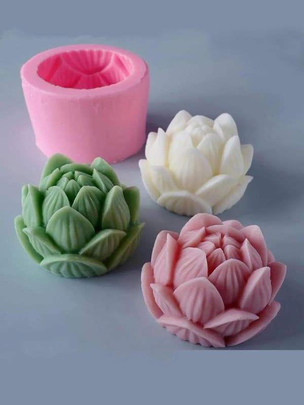 Lotusformet silikonform - Støp dine egne lys - Form for stearinrosa Pink Rosa