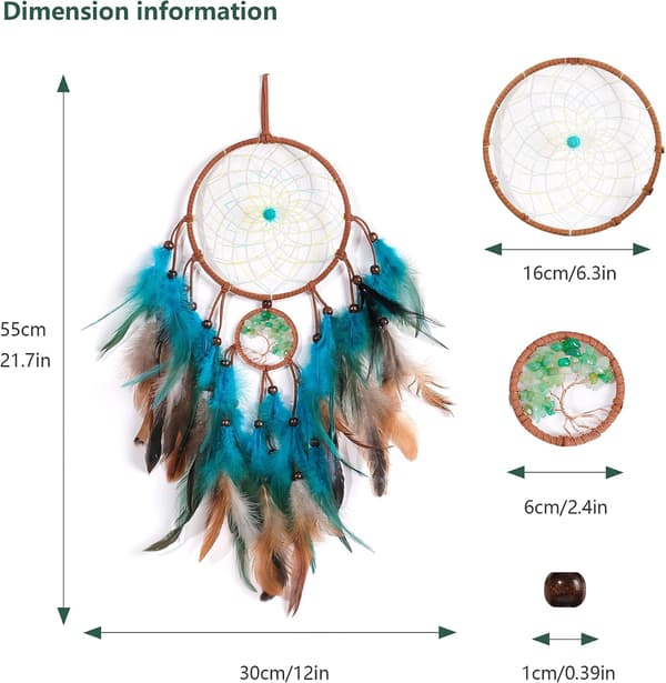 1 Pack, Handmade Native American Dream Catcher with Crystal Tree