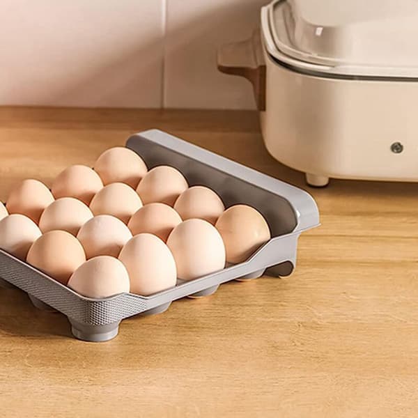 32 Grids Egg Holder, Household Refrigerator Egg Storage Box, 2-Layer Transparent Chicken Storage Container (White)