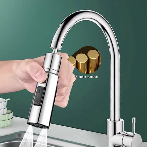Kitchen Faucet Extender Aerator Splash-proof Spout 3 Function Kitchen Faucet Spray Head Attachment 360 Degree Swivel Faucet Extender Faucet Attachment Silver Silver