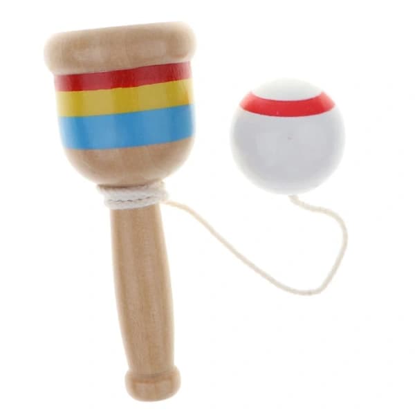 8x Trä Målad Kendama Skicklighetsboll Kopp Barn Kendama Pedagogisk Leksak Vit