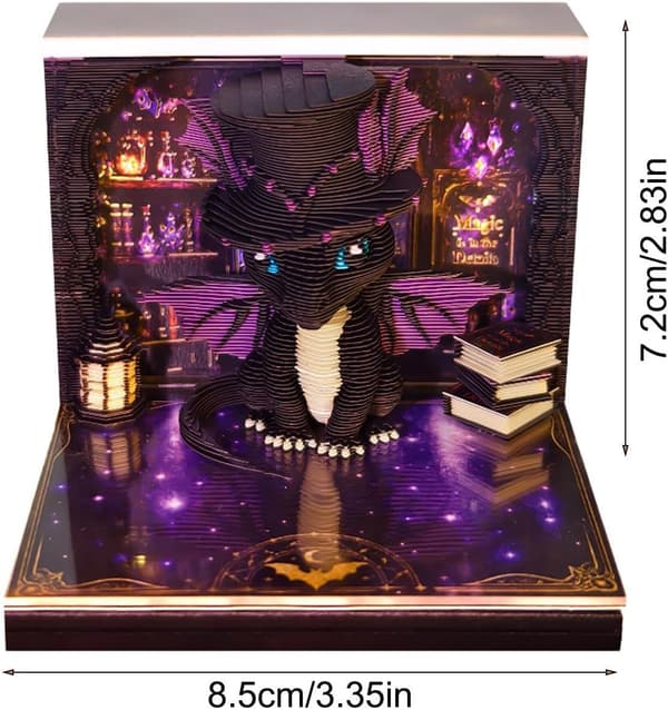 3D-notesblok, drageskulptur, skrivebordsornament, sporing -