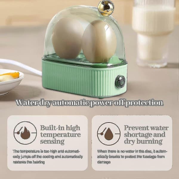 Compact Electric Egg Cooker for 2 Eggs, 3 Cooking Levels[GPA] Green