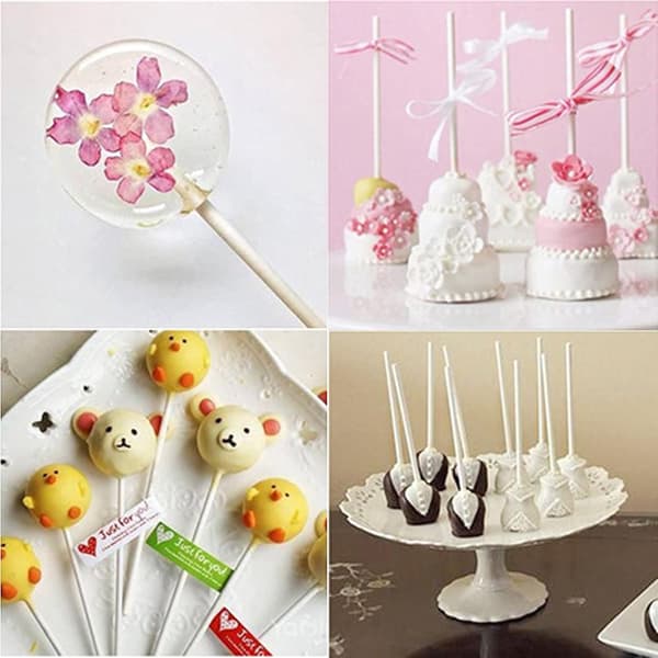 100-pak (Hvide) Pinde til Slikkepinde og Cake Pops, Papirpinde