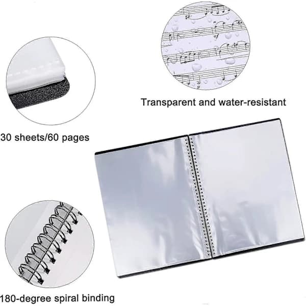 Music Folder for Sheet Music, A4 Paper, Documents, Storage, 30 Pockets, Sheet Music