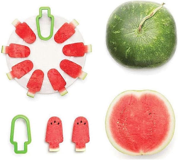 Vannmelonkutter, kreativ ispinneform i rustfritt stål Vannmelonkutterform Håndholdt melonkutter DIY Fruktverktøy - Grønn 1 pack
