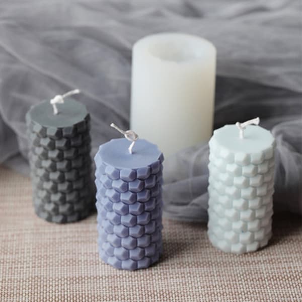 Honeycomb Romersk Kolonn Form DIY Silikon Aromaterapi Ljusform Gipsform