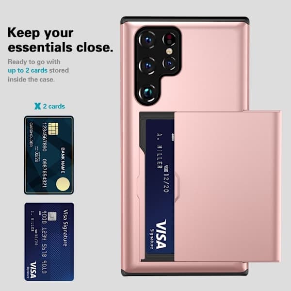 Samsung Galaxy S22 Ultra Kuori Korttitaskulla Ruusukulta