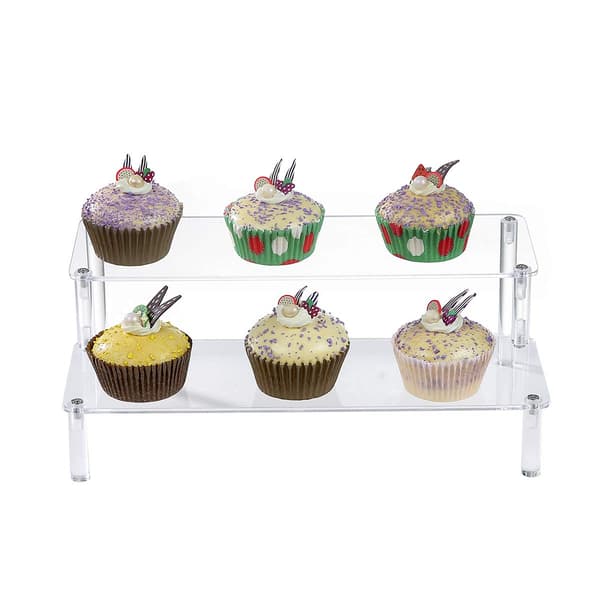 2-lags Klar Akryl Displaystativ Muffinsstativ, Dessert Display Riser (1-pak - 16\" X 6,9\" X 3,2\")