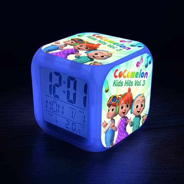CoCoMelon7 Colors LED Digital Väckarklocka Multifunktionstermometer Byter nattljus 02 2