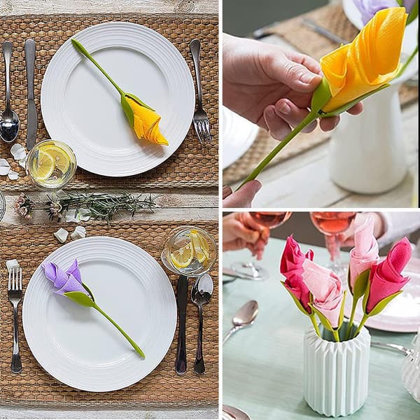 4 blomsterformede serviettringer Kreative blomsterformede serviettringer
