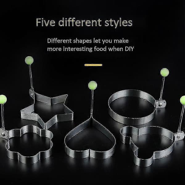 Stekte eggformer, pannekakeform med håndtak for barn, non-stick form for stekeplate 5 stk Xxf