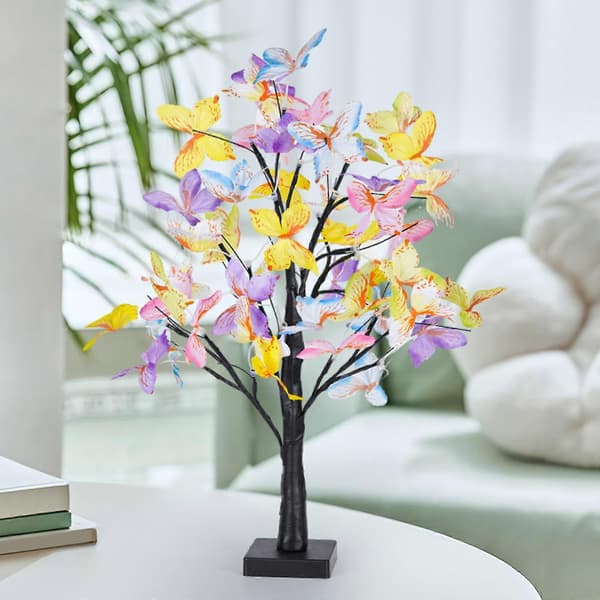 Butterfly Flower Tree Lamp 60cm Night Light Adjustable Branches USB Powered for Table Decoration Room Decor Bedside Wedding Bedroom