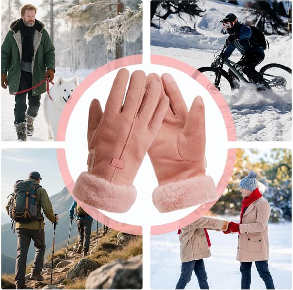 opvarmede handsker skridsikre touchscreen-vanter pink - Rosa