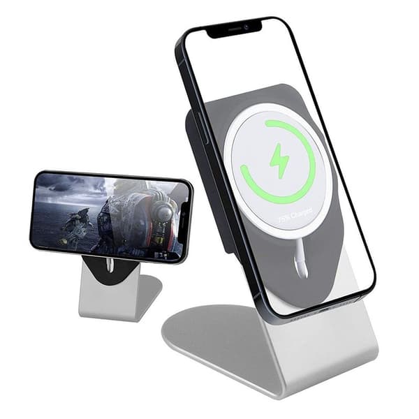 Stativ for iPhone 12, holder, mobiltelefonholder for skrivebord sølv
