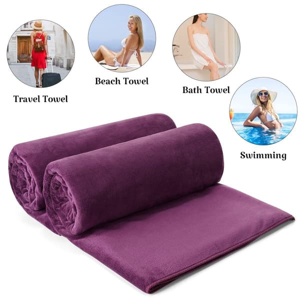 Sæt med 2 badehåndklæder 80x180 cm, store, superabsorberende håndklæder, 8