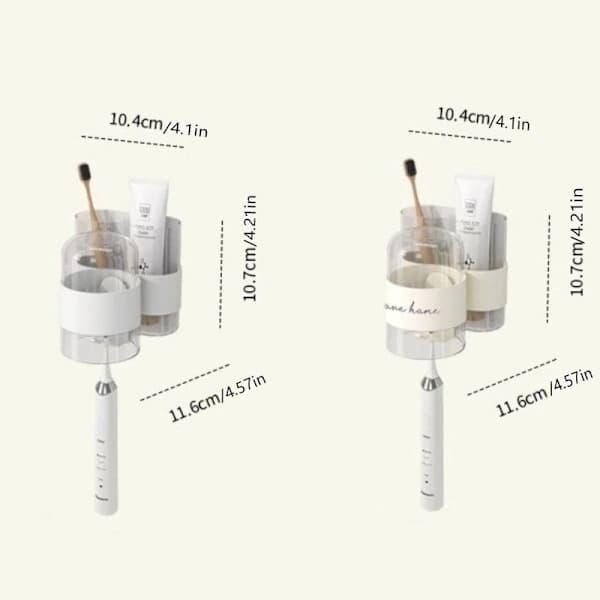Wall-mounted toothbrush holder for bathroom Toothpaste rack Storage rack with mug. white white white