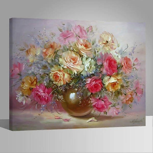 Ramfri Mal efter nummer-sæt med pensler og akrylmaling til begyndere - Charmerende blomst, 40 x 50 cm