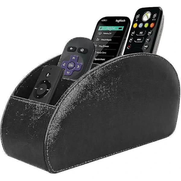 Leather Remote Control Holder, Desktop Organizer with 5 Compartments