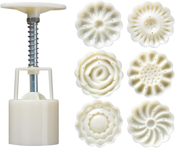 1 sæt 3D månekageforme 3D blomster håndpressede fondant dessert månekageforme med stempler til DIY bageartikler (hvid)