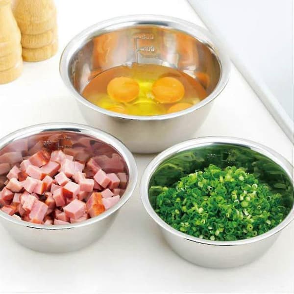 Rustfrie Blandeboller (sett med 5) for Salat Matlaging Baking