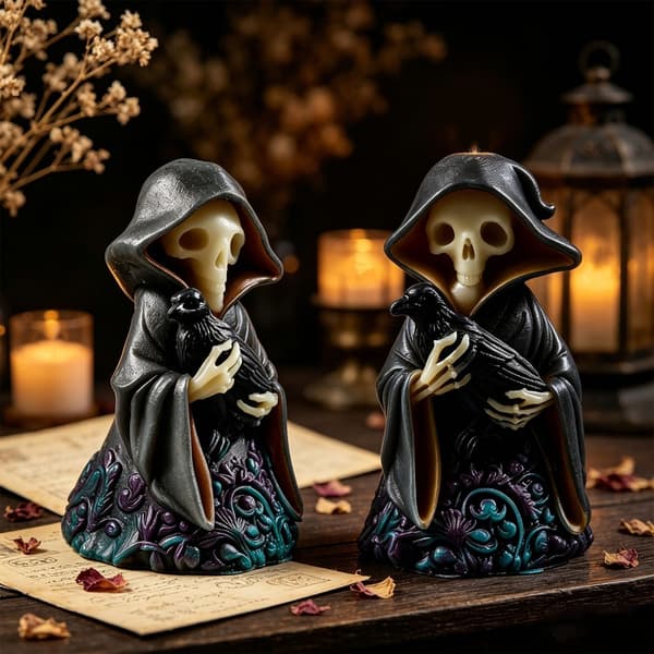 DIY Gothic Silicone Mold Set With Skulls Ghosts Crows Candle Art