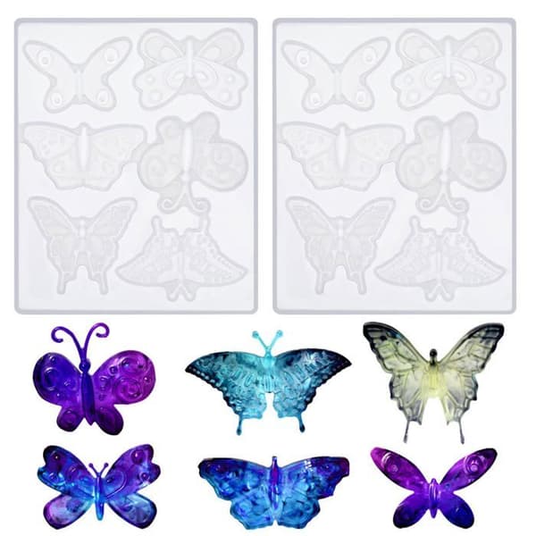 Epoxyharpiks sommerfugleforme - 2 stykker, 3D silikone - Velegnet til nøgleringe, smykker, håndværk