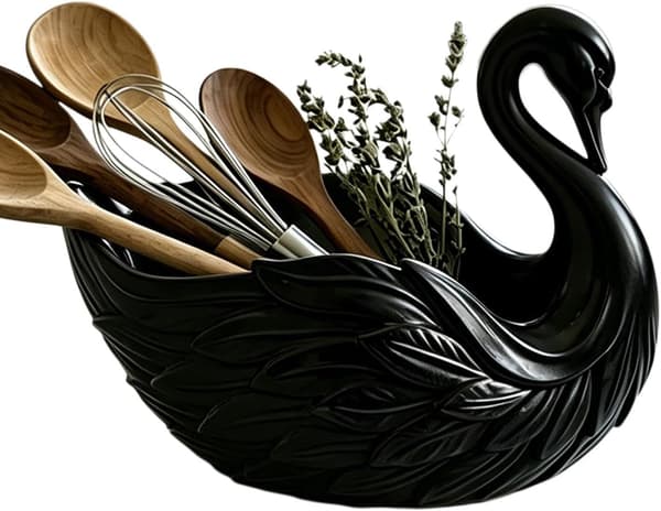 svane ringholder multifunktionel elegant dekorativ svane-Zierteller sort - Schwarz