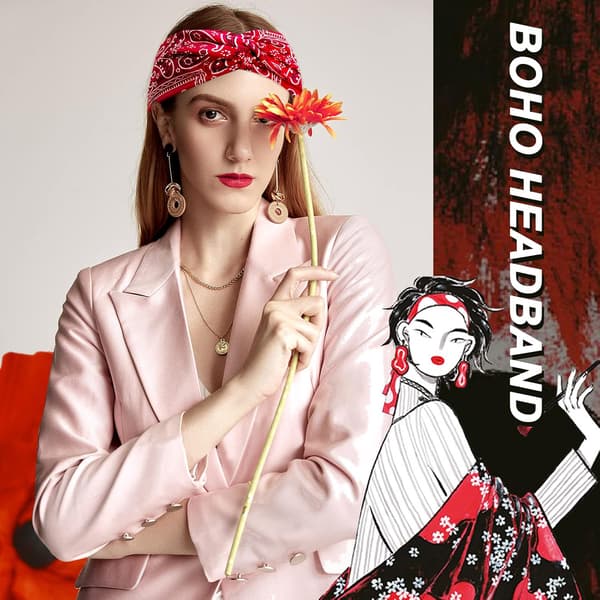 Dame 4 stk Kryds Hårbånd Boheme Print Hårbånd Svedabsorberende