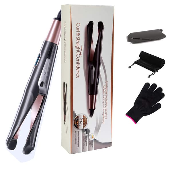 Electric Spiral Curling Iron with Two Straight Plates