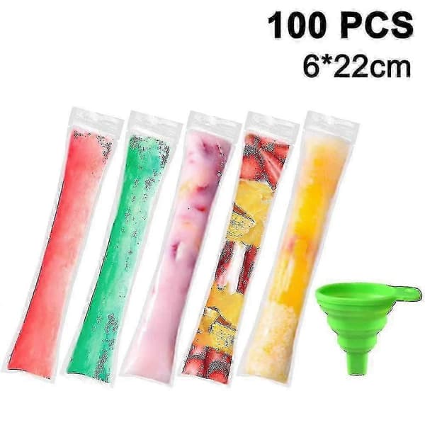 Popsicleposer, 100-pak isformposer, engangs DIY-isformposer - leveres med silikonstragt